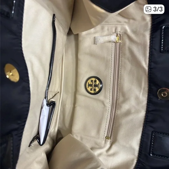 Tory Burch Small Elle Black and Beige Interior Handbag - Picture 3 of 3